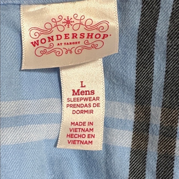 Wondershop Matching Men and Woman’s Light Blue Plaid Pajama Set  Size L (both) - Picture 2 of 5